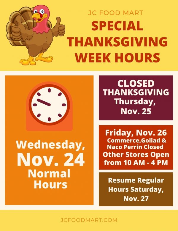 Thanksgiving Hours